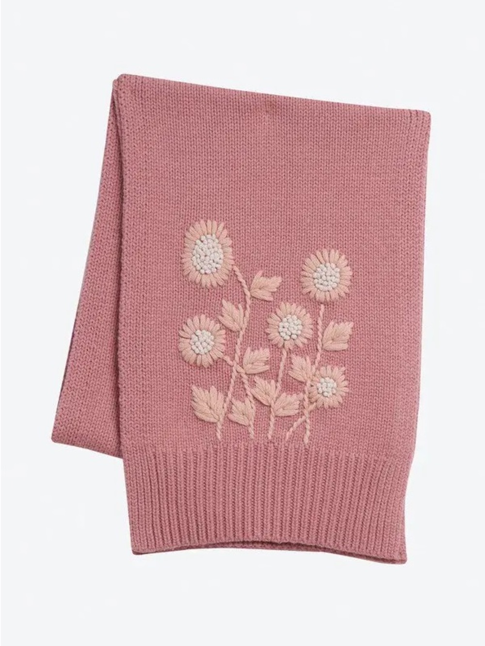 LoveShackFancy Dusty Rose Floral Beanie and Scarf Set